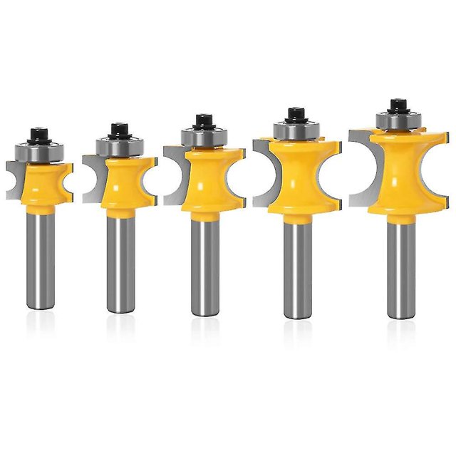 5 uds 8mm Tige semi-redondo Bullnose Router Bit Fraise Bois Cup rayón 3/8 ", 5/16", 1/4 ", 3/16", 1/8, herramienta para carpintería Hy