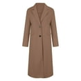 thumbnail image 6 of Womens Mid-Long Camel Wool Blend Notch Double-Breasted Lapel Overcoat Coats and Jackets, 6 of 6