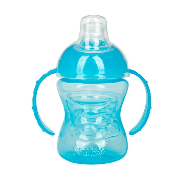 Nuby NoSpill Grip N' Sip Blue Soft Spout Sippy Cup, 8 fl oz