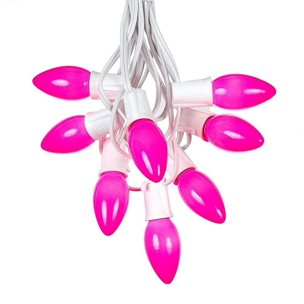 Novelty Lights 100' Pink C9 Ceramic Christmas String Light Set, Outdoor ...