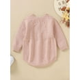 thumbnail image 3 of Wassery Baby Boys Girls Knitting Bodysuits Infant Fall Clothes Solid Color Jacquard Long Sleeve Romper Newborn Jumpsuits Playsuit 0-18M, 3 of 9