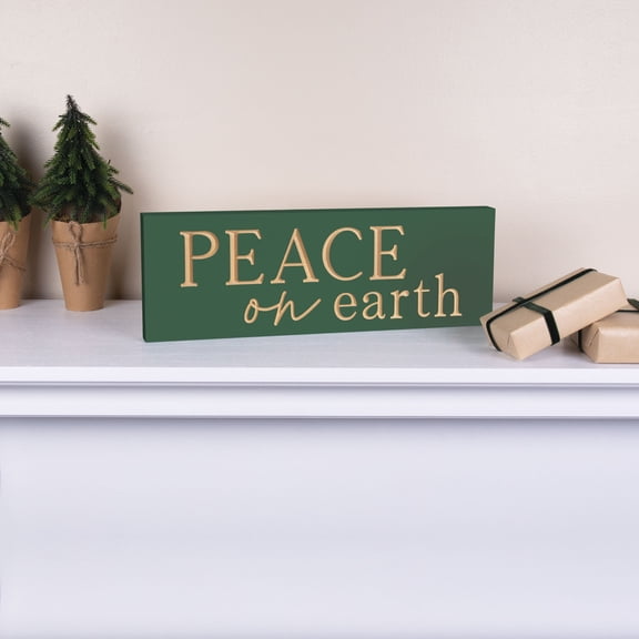 Peace On Earth Wood Block Décor