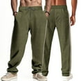 thumbnail image 6 of Handshe Men's Sporty Casual Straight-Leg Sweatpants with Striped Panel, Drawstring Closure, Elastic Waist and Pockets,Plus Size, 6 of 8