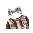 thumbnail image 4 of Seyurigaoka Girl Animal Print Ruffle Long Sleeve O-Neck Jumpsuit + Bow Headband, 4 of 9