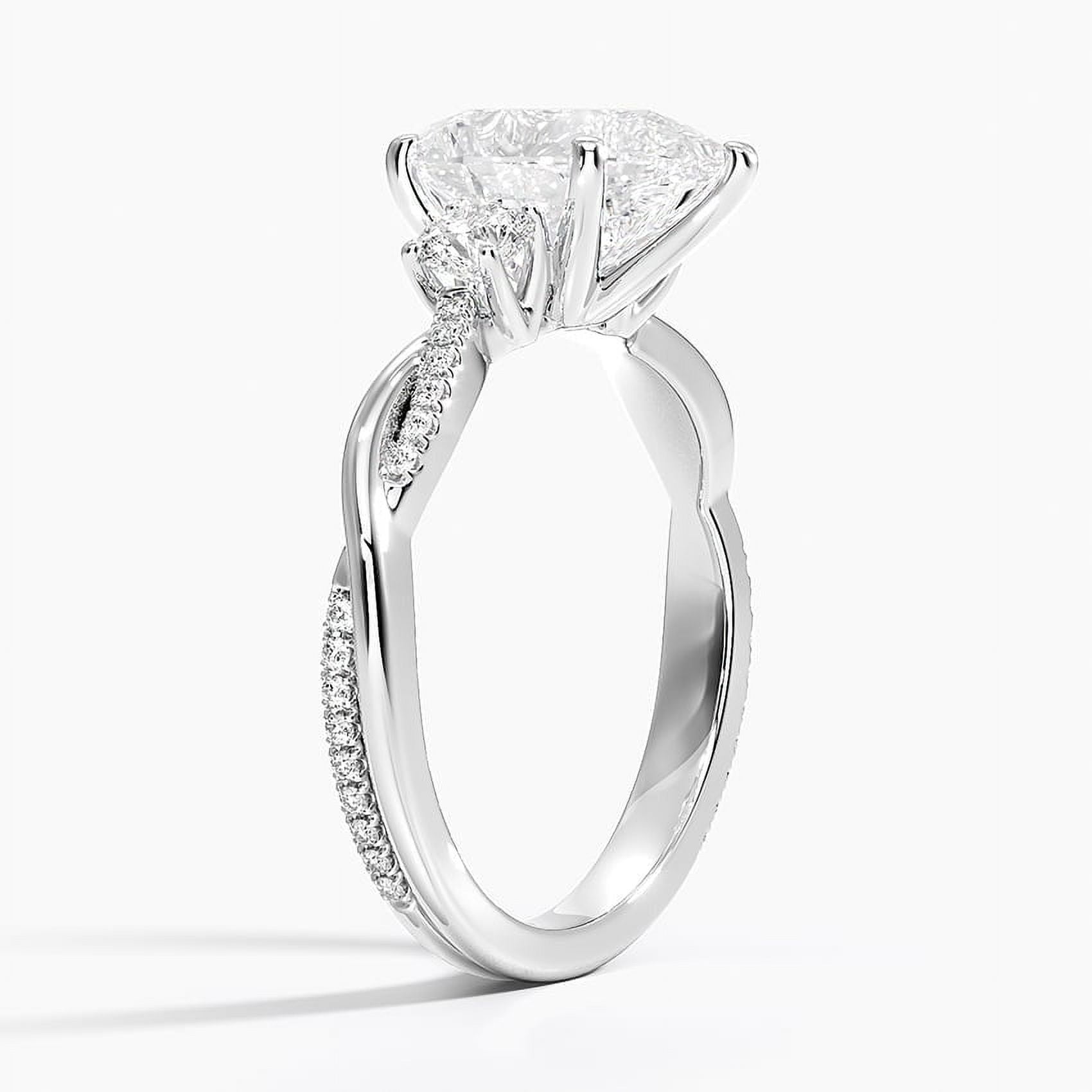 Veda Jewel 1.76 Ct Pear Cut Simulated Diamond Three Stone Ring - 14K White Gold Plated Engagement Ring for Women - Remarkable Wedding Ring - Great Gift for Proposals or Celebrating Relationships