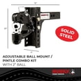 thumbnail image 3 of Husky Towing Pintle Hook 33109 One-Mount; 2 Inch Receiver Mount; With 2 Inch Ball/2 Inch Square Solid Shank; Black, 3 of 3