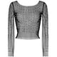 thumbnail image 5 of Camiseta Modegal de malla con diamantes de imitación de perlas para mujer, color negro, talla M, 5 of 5