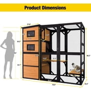 Aivituvin Large Cat Catio 4 Tiers Cat Enclosures House for Outdoor Indoor Cats with Weatherproof Roof, 3 Resting Rooms, 3 Platforms, 5 Windows 70 H 77 L