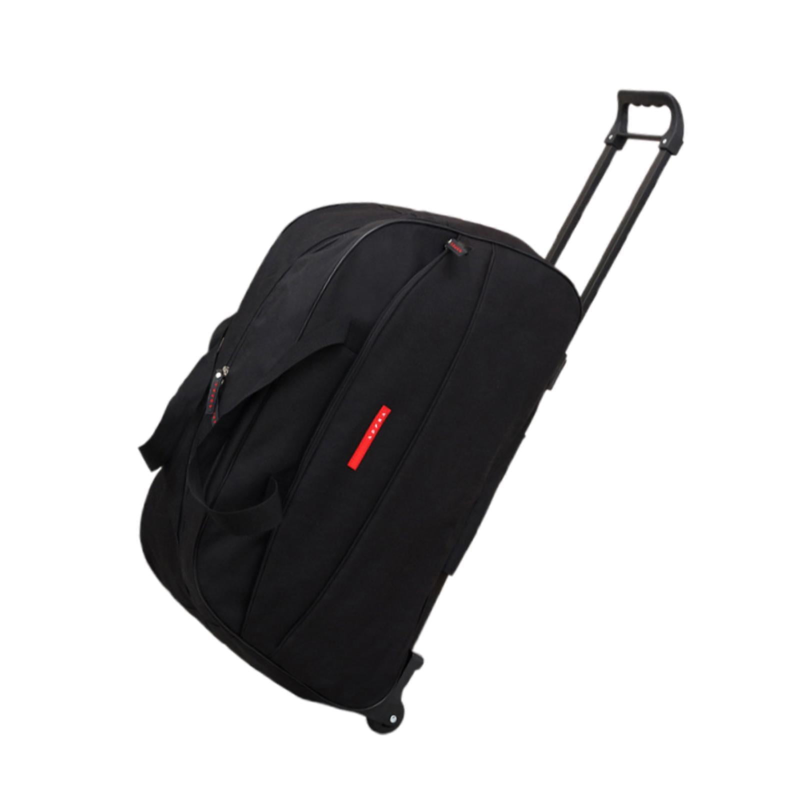 LeeQinersw Wheeled Rolling Duffel Bag Foldable Travel Garment Bag for Outdoor Business Trip Black