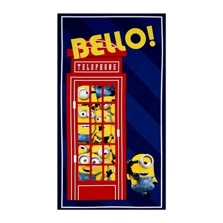 Despicable Me Minions British Invasion Phone Booth Blue 100% Cotton Fabric By The Panel