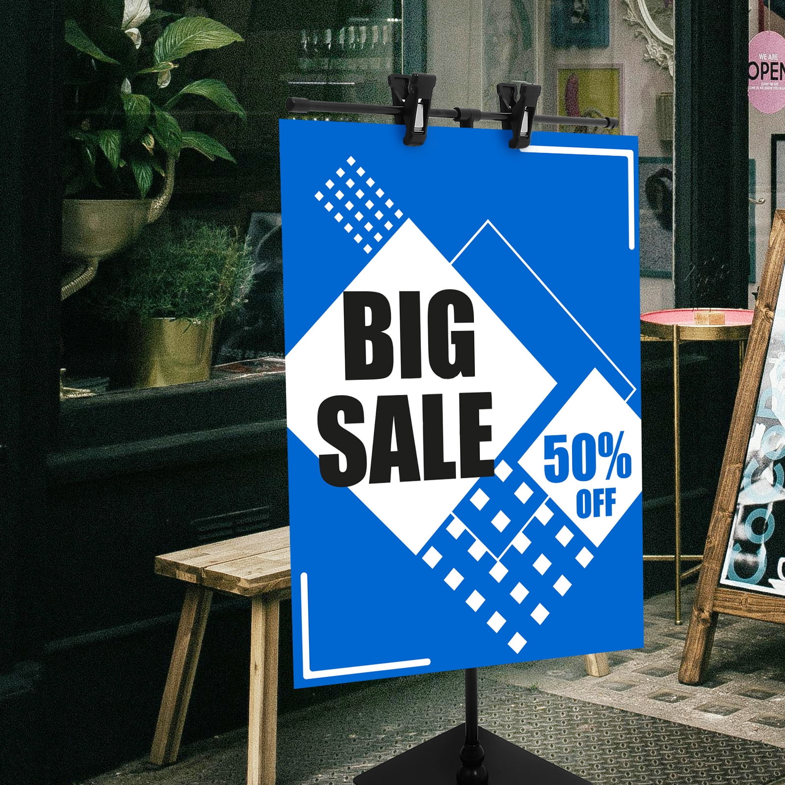 Banners Display Stand Easel Stores Stands for Adjustable Poster Stainless Steel Bracket