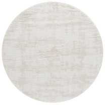 SAFAVIEH Rumi Crispian Solid Polyester Shag Area Rug, Ivory/Light Beige, 6'7" x 6'7" Round