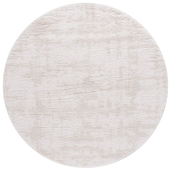 SAFAVIEH Rumi Crispian Solid Polyester Shag Area Rug, Ivory/Light Beige, 6'7" x 6'7" Round