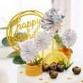 thumbnail image 2 of Efavormart 6Pcs - Cake Decor Set, 4 Silver-White Mini Paper Fans, Gold Confetti Balloon and Gold Birthday Cake Topper for Birthday Party Supplies Celebration, 2 of 5