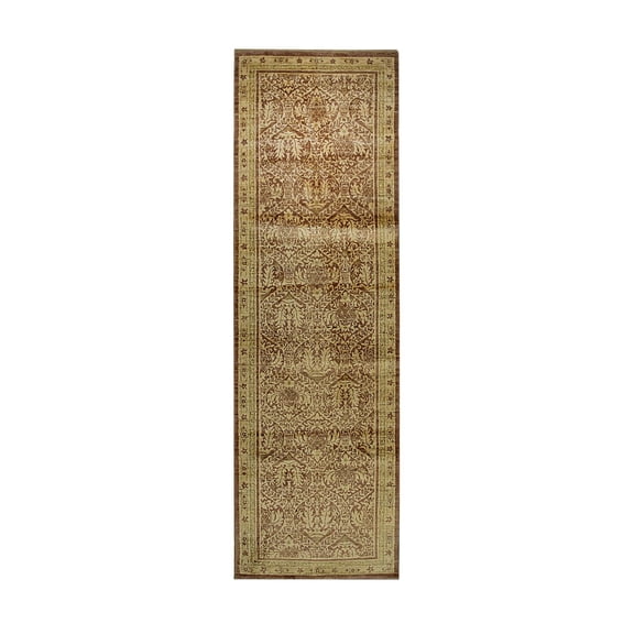 EORC Beige Handmade Afghan Wool Transitional Turkish Knot Rug, 3' x 10'-Color:Beige,Material:Wool