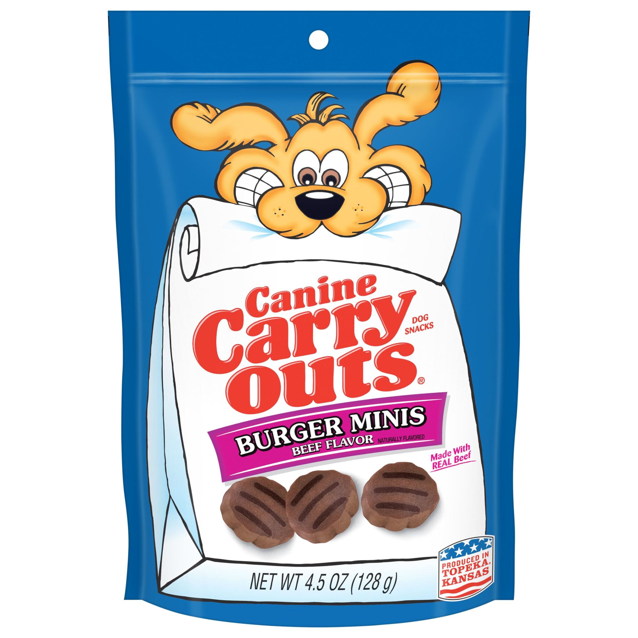 (6 pack) Canine Carry Outs Burger Minis Beef Flavor Dog Treats, 4.5oz Bag