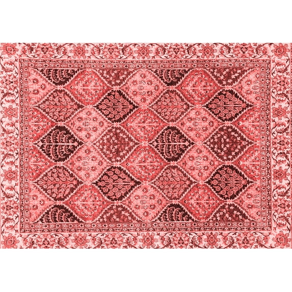 Ahgly Company Machine Washable Indoor Rectangle Abstract Red Modern Area Rugs, 2' x 5'