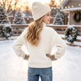 thumbnail image 5 of Girls Turtleneck Sweater Long Sleeve Pullover Tops Loose Fit Kids Casual Fall Winter Daily Knit Outfits, 5 of 6
