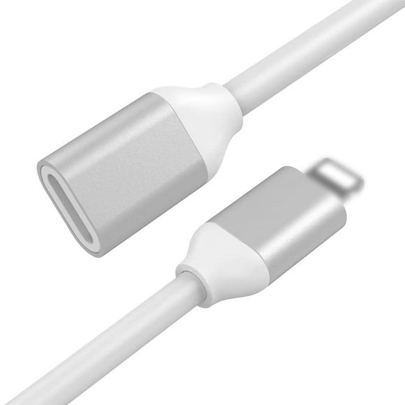 UTAH-3.3FT Extension Cord for iOS Devices, Lightning Extender Adapter Cable Male to Female Connector Transfer Audio Video Data and Power Charging, Made of Silvery Aluminum & White PVC