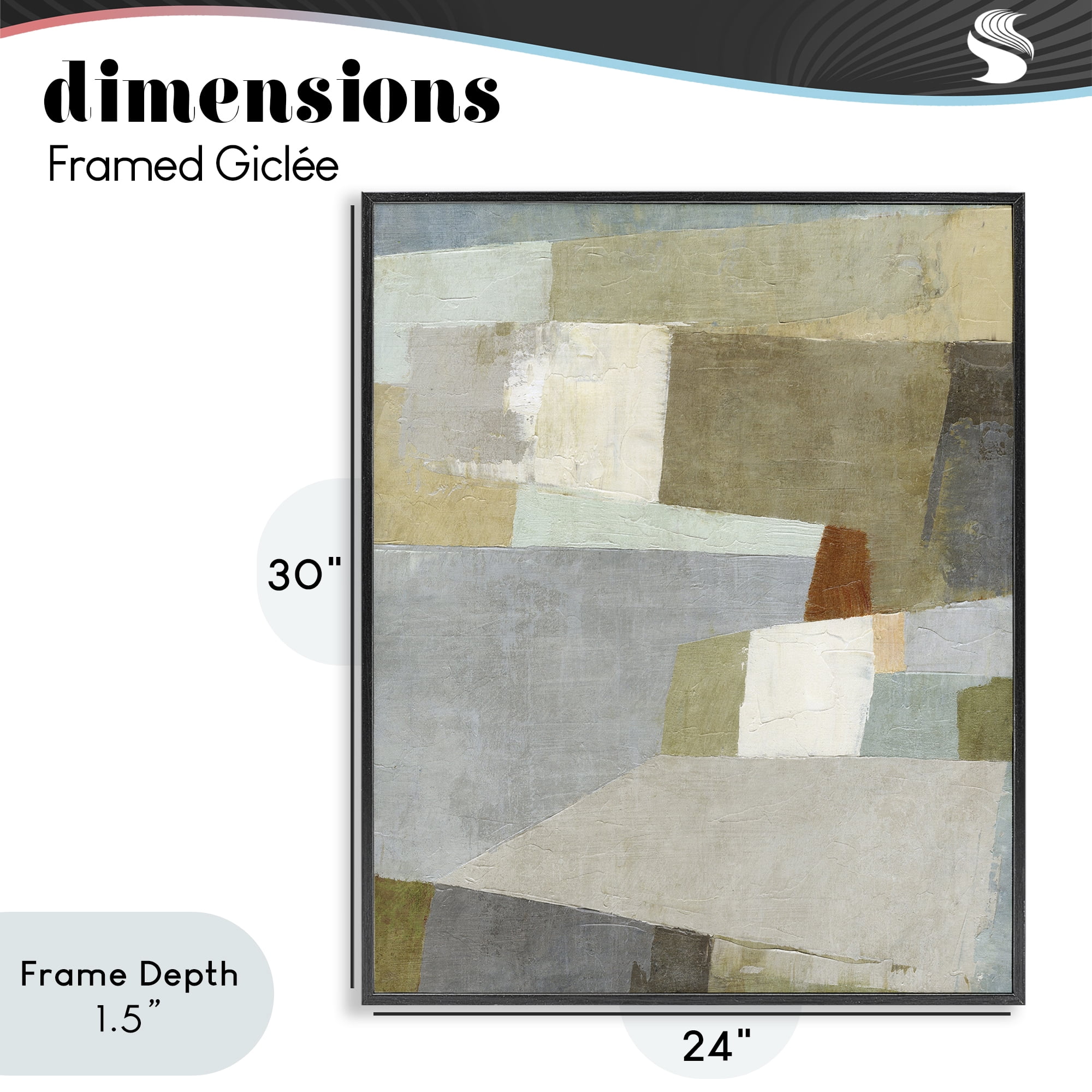Stupell Industries Causeway Neutral Geometrics Black Framed Giclee Art, design by Suzanne Nicoll