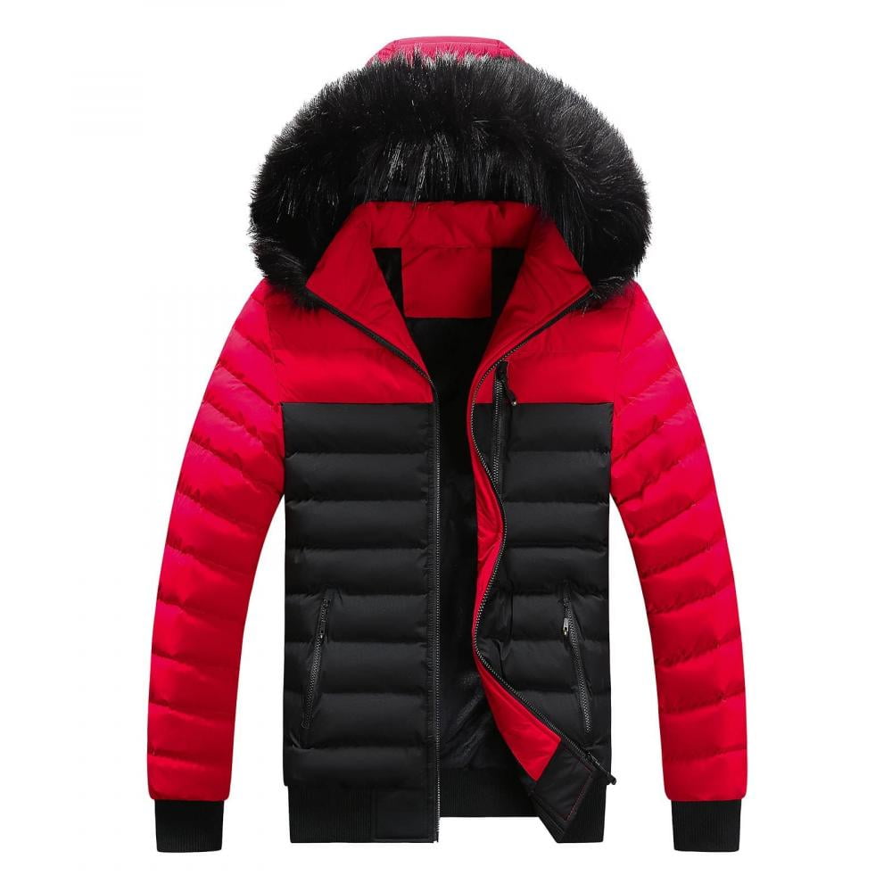 symoid Mens Parkas- Casual Christmas and Thanksgiving Gifts New Thickened Winter Costumes Men Red - Walmart.com
