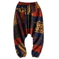thumbnail image 4 of Men Casual Harem Pants Printed Wide Leg Retro Gypsy Pants Trousers, 4 of 5