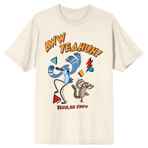 Regular Show Rigby and Mordecai AWW YEAUGH Mens Graphic Tee - Officially Licensed Cartoon Network Short Sleeve Crew Neck T-Shirt-3XL