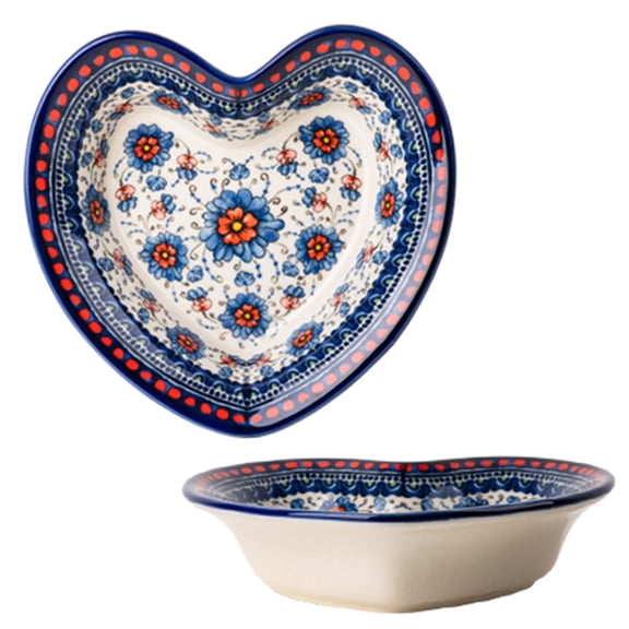 Heart Shaped Mini Bowls, Soy Sauce Dish, 8oz Small Bowls For Side Dishes, Small Condiment Bowls, Home Retro Dish, Small Serving Bowls For Dessert, Snack-blue sorrel