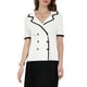 thumbnail image 1 of INSPIRAR CHIC Blusas de verano de manga corta para mujer, de doble botonadura, de color contrastante, suéter de punto 2XL blanco, 1 of 4