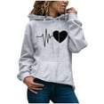 thumbnail image 1 of Wolfast Chandails à Capuchon Décontractés pour Femmes, Hauts de Type Jumper, Chandail Imprimé pour Dames, Blouse T-Shirt, Gris, G, 1 of 3