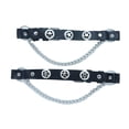 thumbnail image 4 of Men Biker Silver Chain Pair Black Boot Bracelets 2 Straps Texas Lone Star Charms, 4 of 11