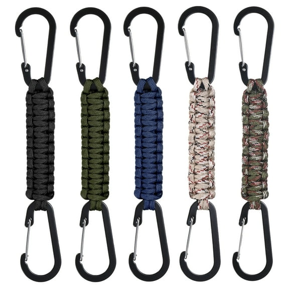 Uxcell 5-Pack Braided Paracord Keychain with Clips, 7.9 Inch Paracord Lanyard Clips Durable Hanger Hook for Backpacks Water Bottle for Camping/Hiking/Fishing/Traveling [5 Colors]