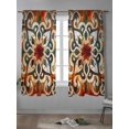 thumbnail image 4 of Burnt Orange Green Curtains 72 Inch Length, Sheer Curtains for Bedroom Living Room Window Vintage Abstract Flowers Rod Pocket Voile Drapes Kitchen Curtains Small Half Window 52"x72" 2 Panels, 4 of 6
