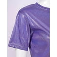 thumbnail image 7 of Alvivi Women's Short Sleeve Glitter Metallic T Shirt Tank Tops Holographic Rave Party Blouse Purple XL, 7 of 7