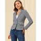 thumbnail image 2 of Blazer a rayas con cierre de botón y bolsillo con solapa con muesca para mujer Naval Blanca L, 2 of 6