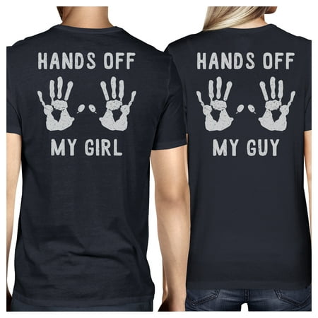 Hands Off My Girl And My Guy Navy Cute Matching Couples Tee (Best Friend Matching Shirts Guy And Girl)