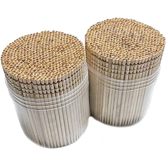 Makerstep 1000 Wooden Toothpicks Ornate Handle in Toothpicks Holder Container 2 Packs of 500 Good for Party Cleaning Teeth Appetizer.
