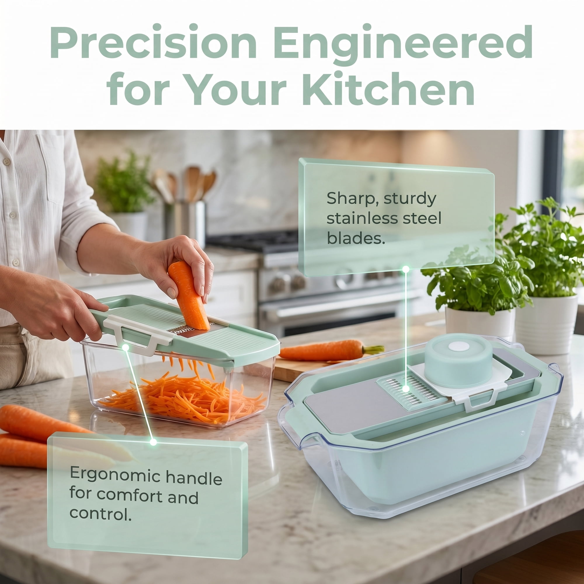 Unique Bargains All-in-One Kitchen Slicer and Chopper for Cooking 3 in 1(E) 13.4x8.1in