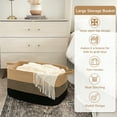 thumbnail image 5 of HICHEN Woven Blanket Basket, 21.6" x 14.9" x 11.8" Wicker Laundry Basket for Clothes, Storage Baskets for Organizing, Rectangle Rope Large Baskets for Storage, Black Jute, 5 of 5
