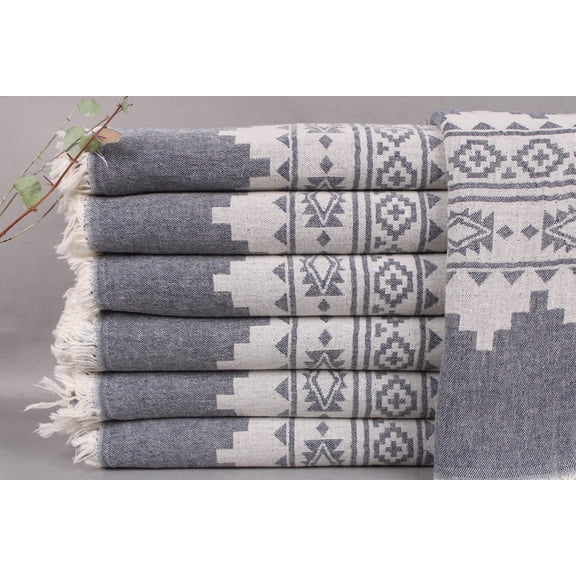 Embroidered Beach Towel, Turkish Bath Towel, Navy Towel, Aztec Towel, 36x71 Inches Boho Beach Towel, Scarf Towel, Guest Towel,