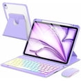 thumbnail image 1 of Funda con Teclado Magnético Giratorio con Retroiluminación Arcoíris Morada para iPad Air 10.9" 11", 1 of 9