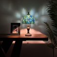 thumbnail image 2 of Tiffany Mini Table Lamp Green Blue Stained Glass Crystal Beans LED Bulb Included for Living Room Bedroom Bedside 15"H, 2 of 5