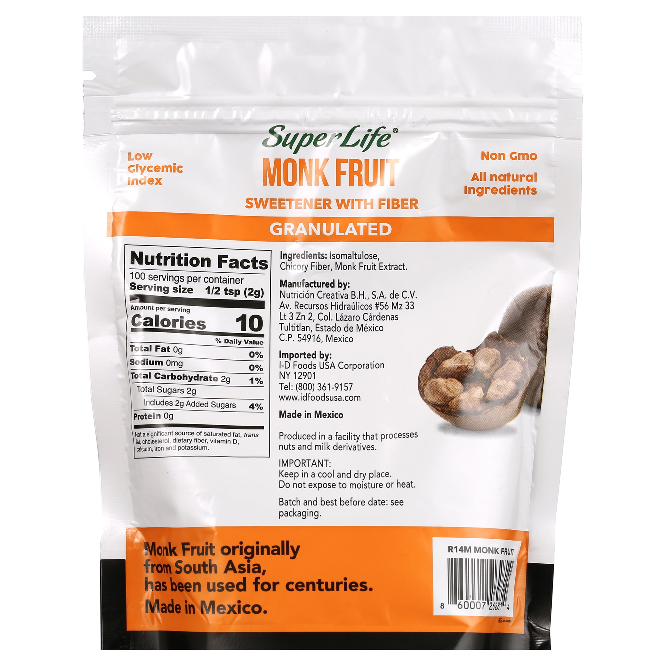 (2 pack) SUPER LIFE MONK FRUIT SWEETENER WITH FIBER, 7 OZ