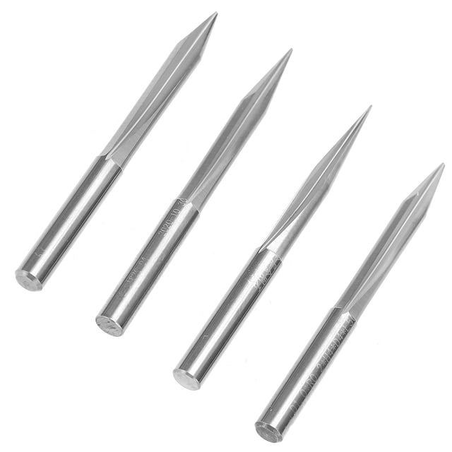 Fresa con forma de V, 4 piezas, cortadora de tallado con forma de V, cortadora de tallado con forma de hardware, probada profesionalmente