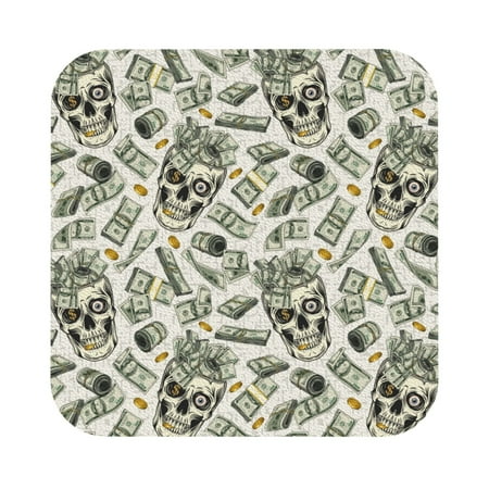 

Matuu Skull with Cash for Cup Coasters Set of 6 Leather Coasters Desk Coasters for Office Measures 4” x 4” Square