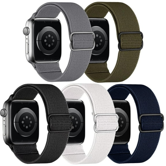 ZSOU 5 Pack Nylon Watch Bands for Apple Watch 38/40/41/42mm(Series 10) - Multicolor, Unisex