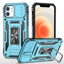 Feishell Case for iPhone 12 / 12 Pro Camera Lens Slide Protection Cover with Ring Holder Kickstand, Armor Heavy Duty Military Grade Shockproof PC Rugged Bumper for iPhone 12 / 12 Pro,
Lightblue