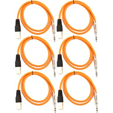 Seismic Audio Satrxl M2 6 Pack Of Orange 2 Xlr Male To Trs Patch Cables Walmart Com Walmart Com