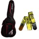 thumbnail image 1 of PAQUETE Estuche para guitarra clásica, Funda para guitarra, Gig bag , guitar case para trasporte y protección, color negro bordes rojos + Tahali strap correa guitarra Kidam CRIME, 1 of 5