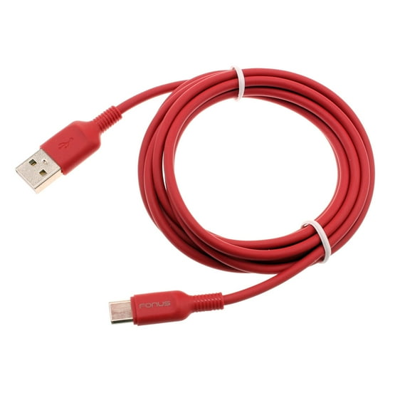 6ft USB-C Cable for Motorola Moto G Play (2024) - Red Charger Cord Power Wire Type-C Fast Charge J1J for Motorola Moto G Play (2024)